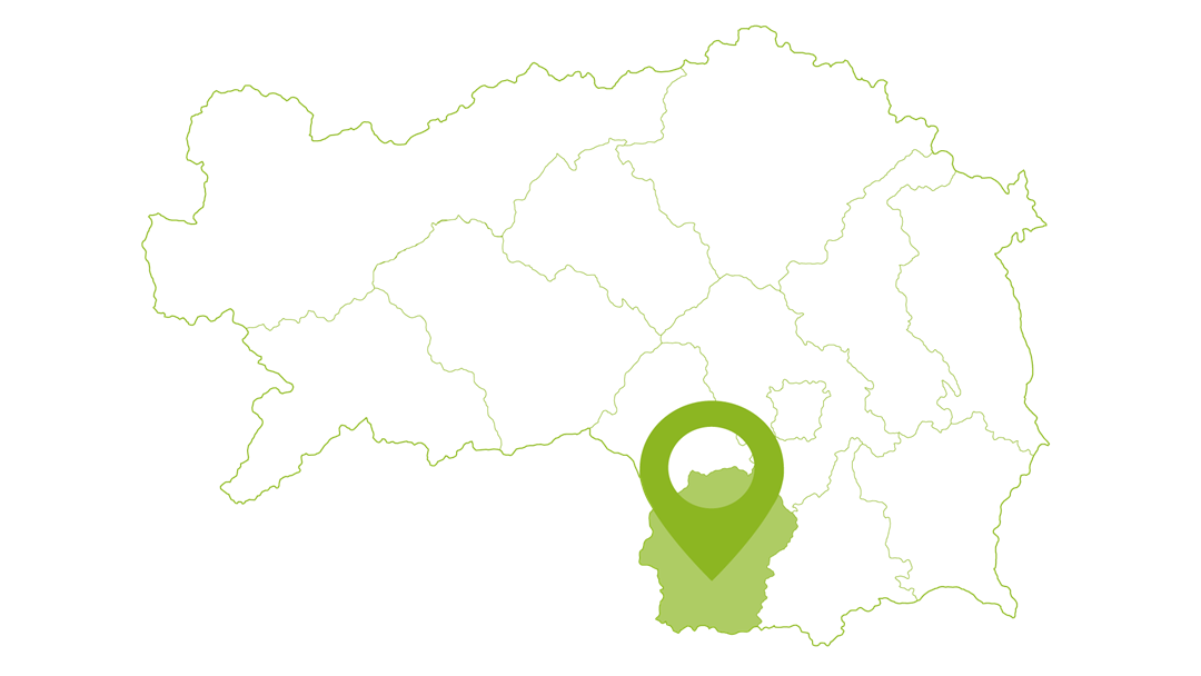 Landkarte von Steiermark mit Markierung für Deutschlandsberg